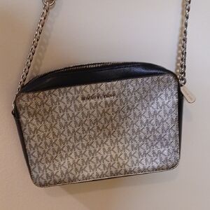 Michael Kor Brown and Cream Crossbody Bag